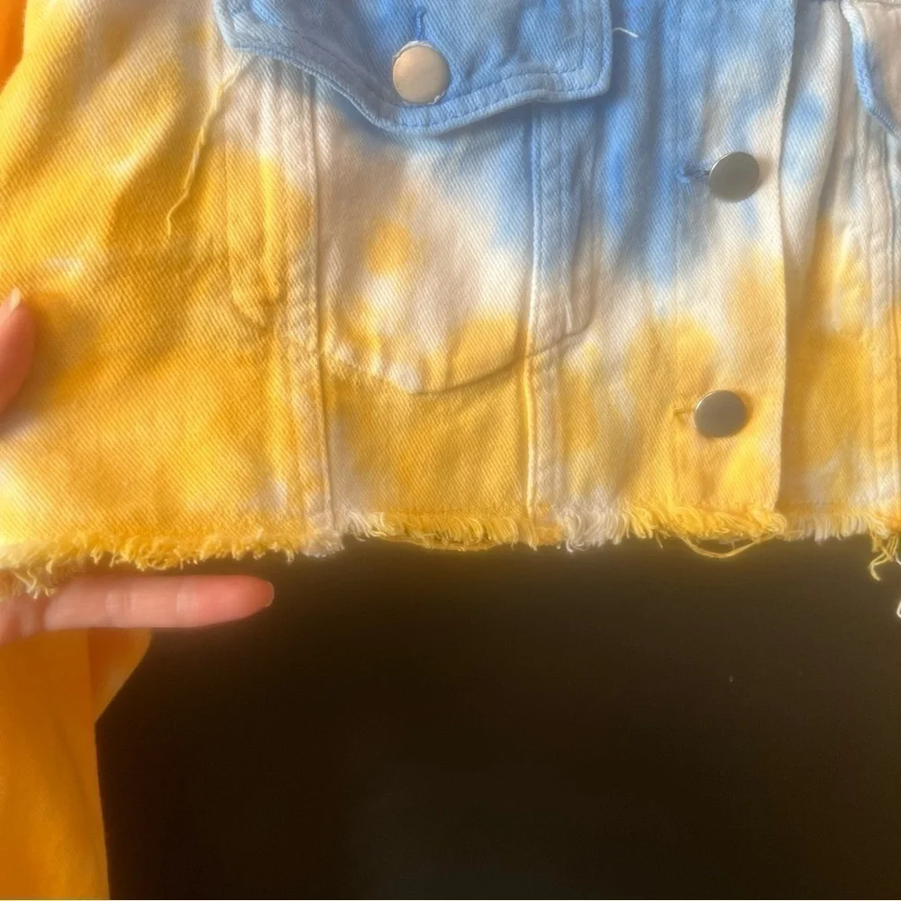 American Bazi Women's Tie Dye Ripped Denim Jacket And jeans size: 1X